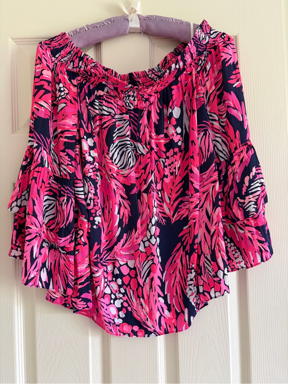 Lilly Pulitzer Tobyn Off-the-Shoulder Top  A Jungle in Here Women Size Large